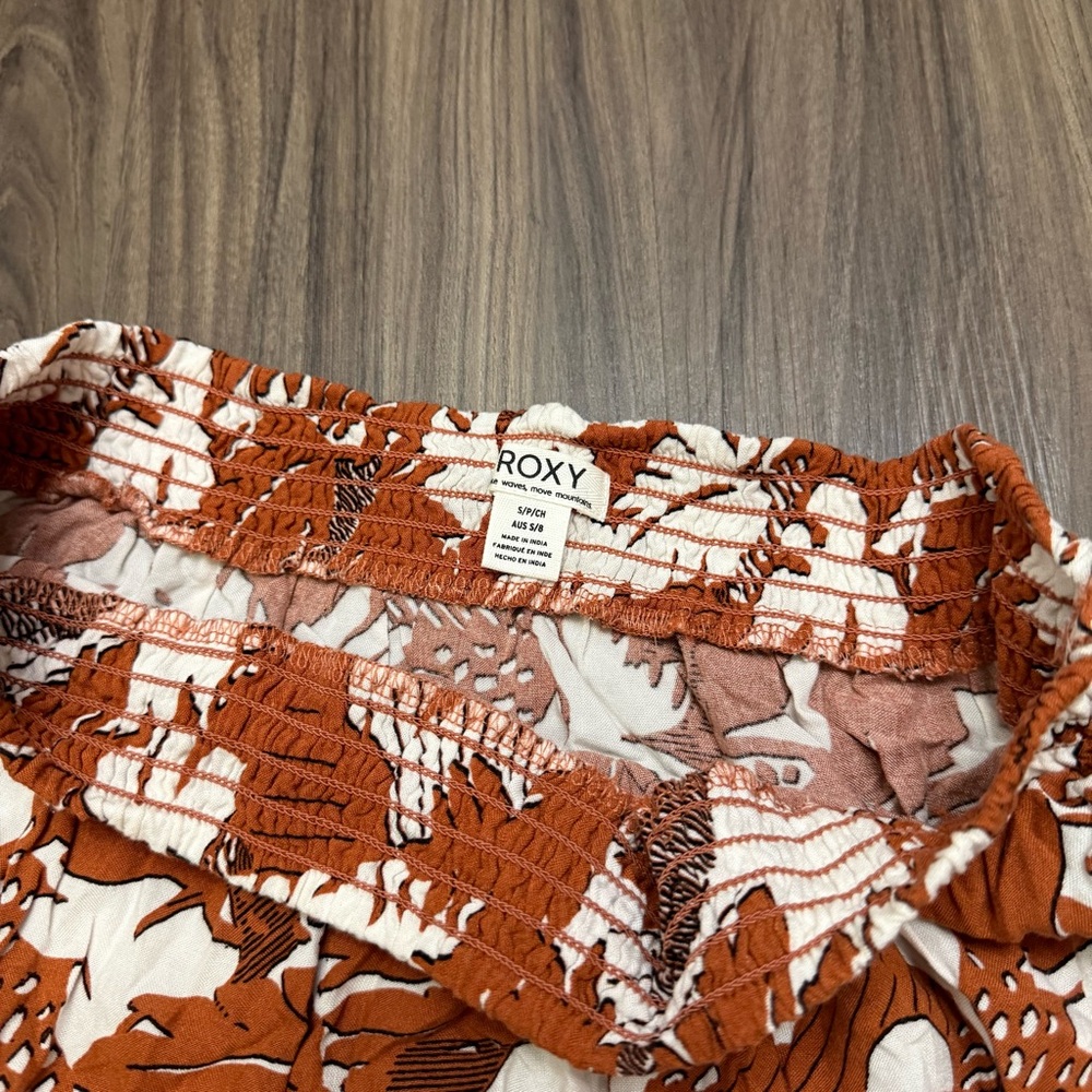 Roxy women sz S elastic waist Cream Floral mini Skirt s - Picture 5 of 6